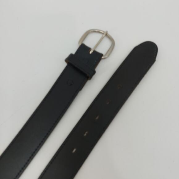 Men's Black Genuine Leather Belt Size 42 Single Prong Buckle - Picture 3 of 10